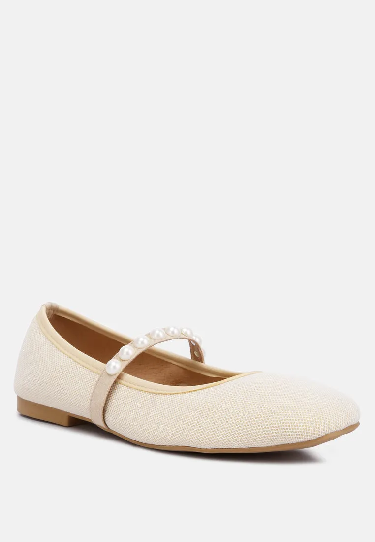Pearl Embellished Ballerina Flats By Ruw