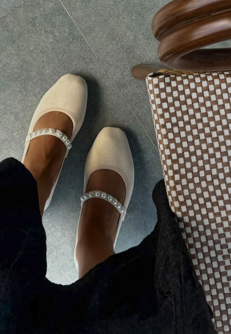 Pearl Embellished Ballerina Flats By Ruw