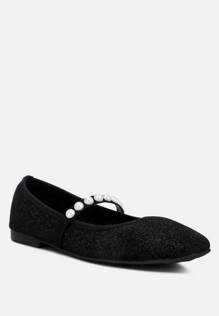Pearl Embellished Ballerina Flats By Ruw