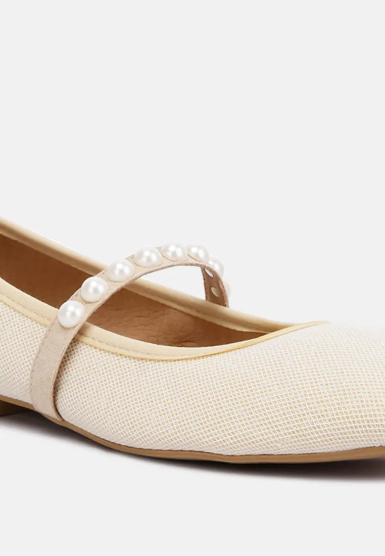 Pearl Embellished Ballerina Flats By Ruw