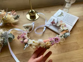 Pink Daisies All Dried Wildflower Bridal Wedding Crown / Boho Bride Wedding Flower Headband / Flower Wreath Pink Daisies All Dried Wildflower Bridal Wedding Crown / Boho Bride Wedding Flower Headband / Flower Wreath