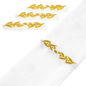 Pomegranate Leaf Napkin Wraps (4) Silver Or Gold Pomegranate Leaf Napkin Wraps (4) Silver Or Gold