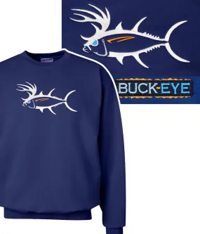 "Buck-Eye" Navy Unisex Crewneck Sweatshirt For Men And Women "Buck-Eye" Navy Unisex Crewneck Sweatshirt For Men And Women