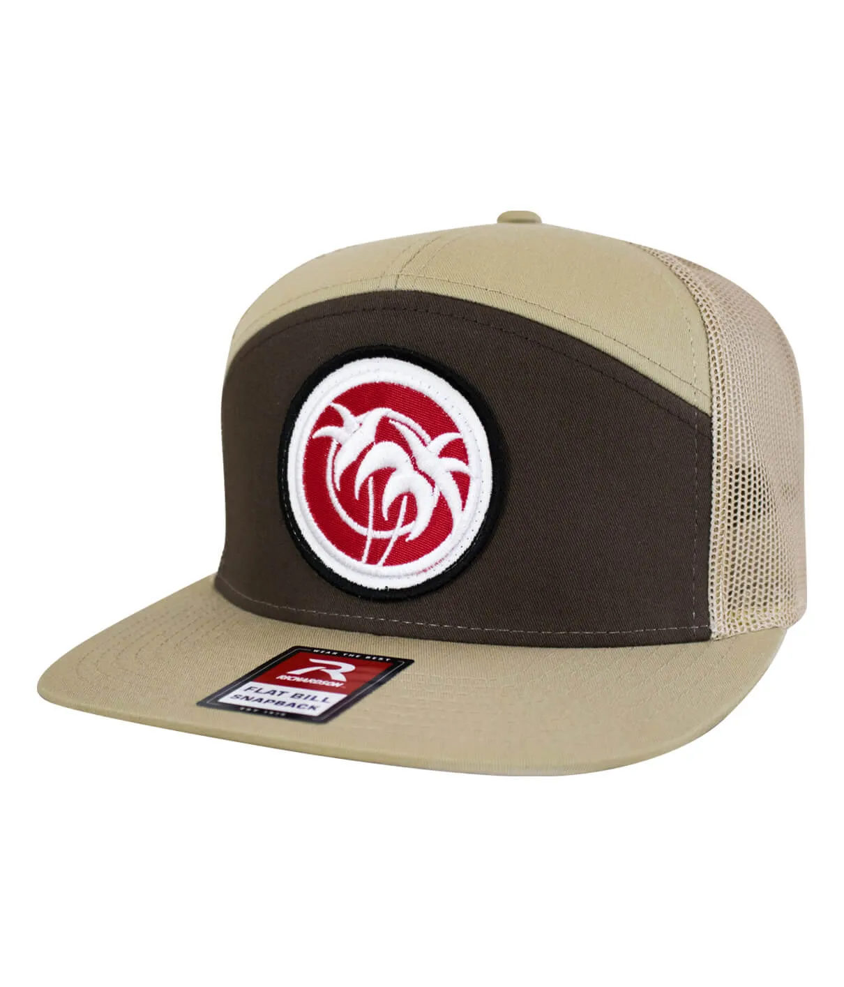 "Rojo Negro Patch" 7 Panel Trucker Snapback Hat For Men And Women