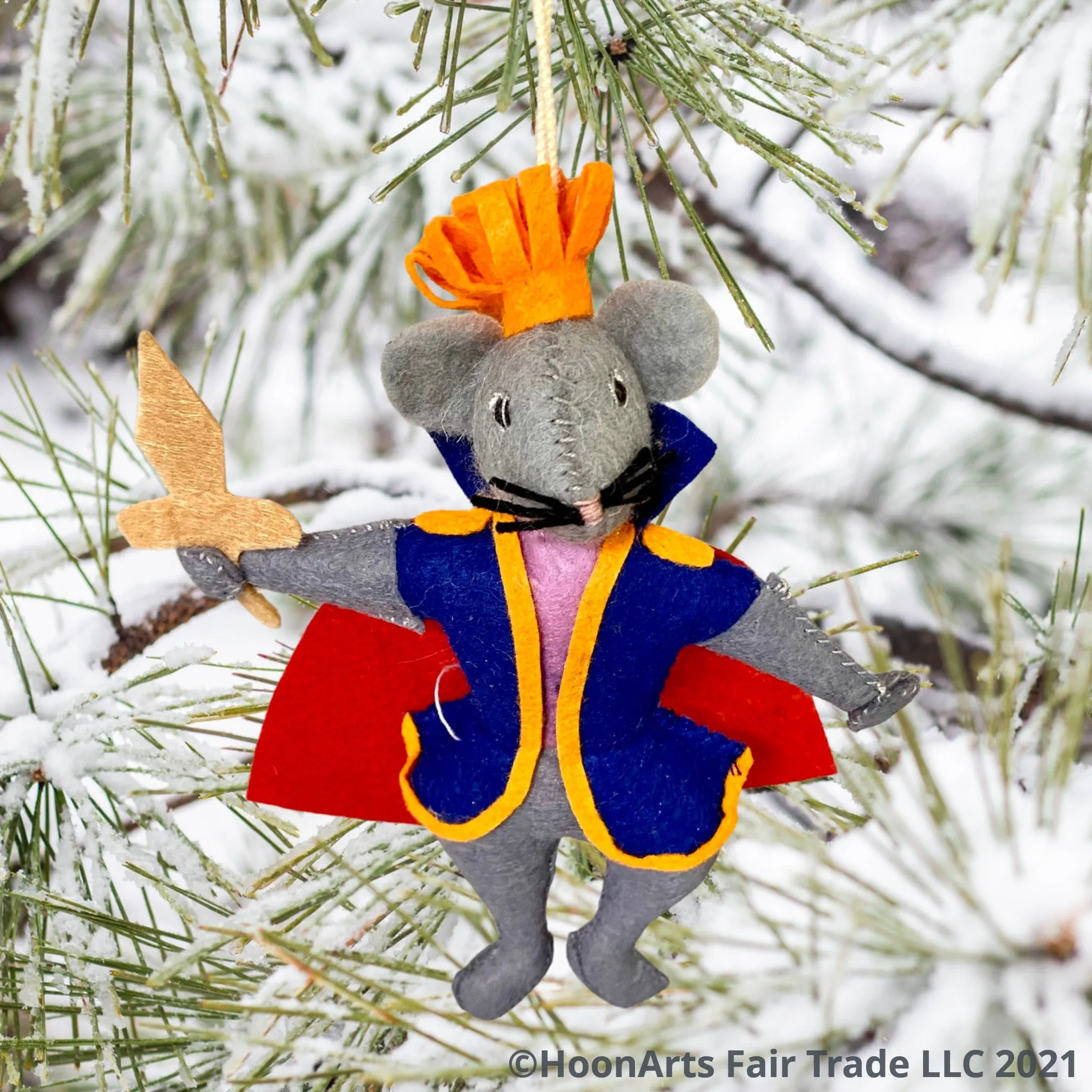 Rat King of the Nutcracker Felt Christmas Ornament from Kyrgyzstan