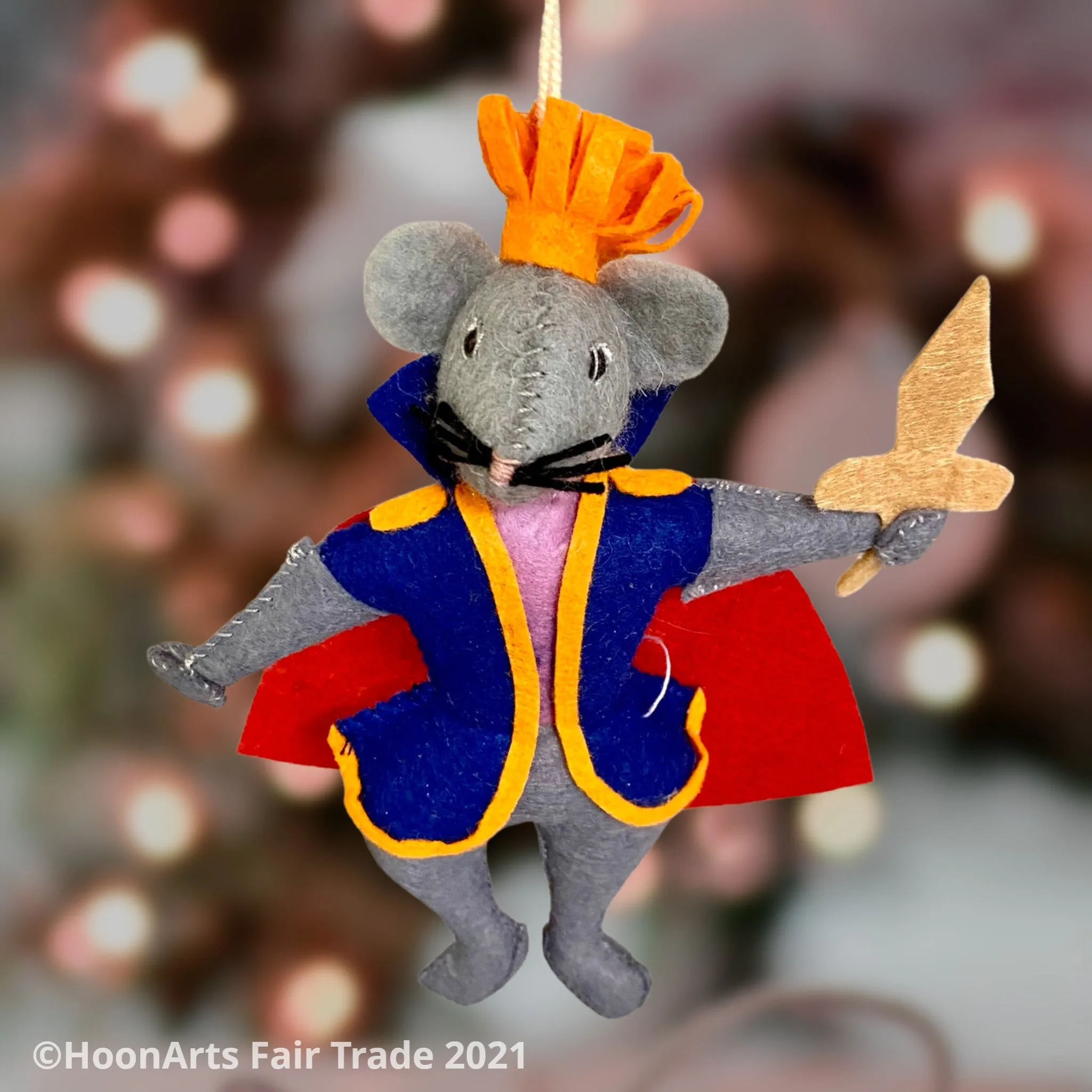 Rat King of the Nutcracker Felt Christmas Ornament from Kyrgyzstan
