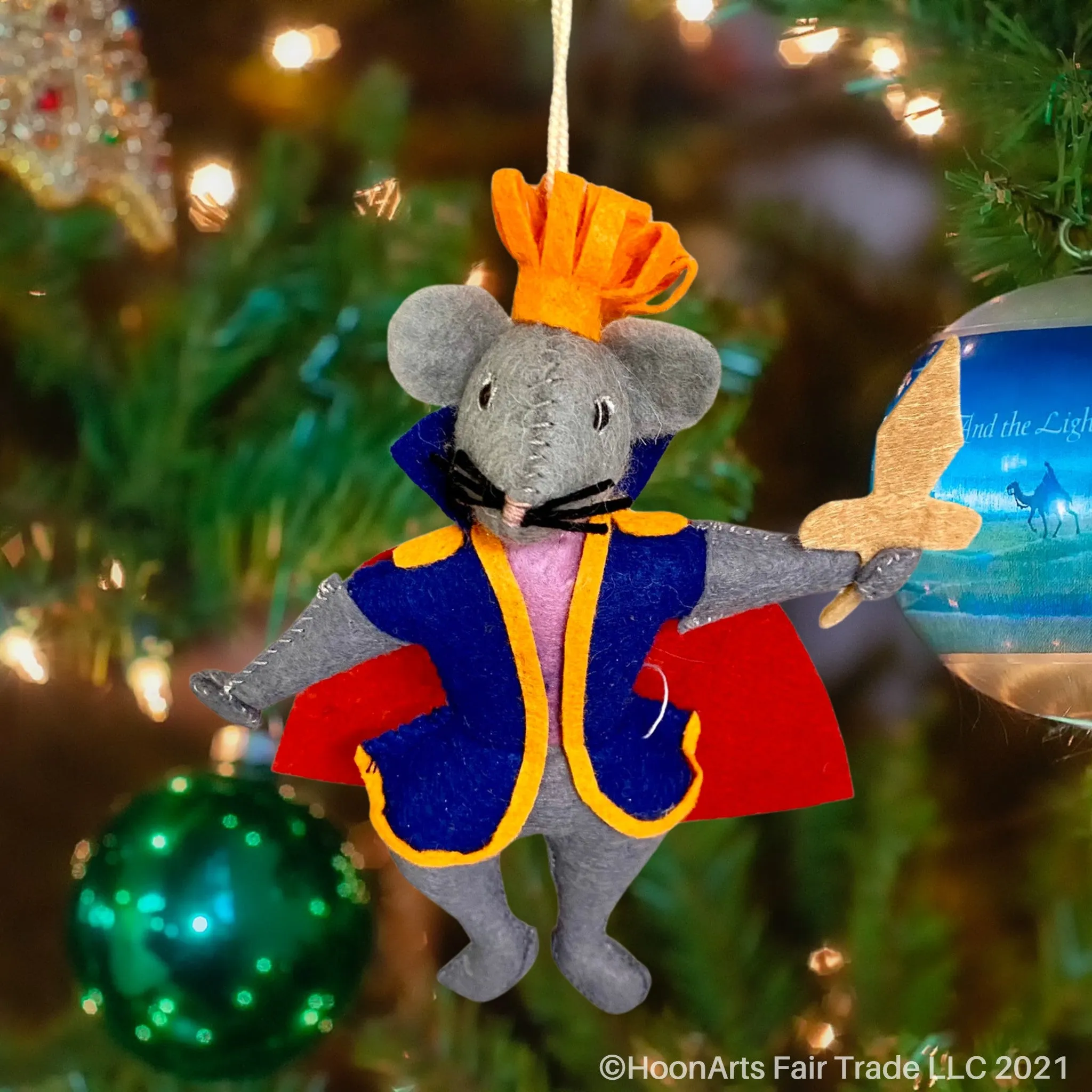 Rat King of the Nutcracker Felt Christmas Ornament from Kyrgyzstan