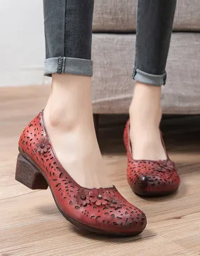 Retro Leather Shoes Non-Slip Chunky Heels Retro Leather Shoes Non-Slip Chunky Heels