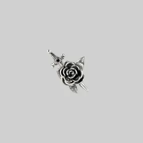 RHAPSODY. Dagger Through Rose Stud Earring - Silver RHAPSODY. Dagger Through Rose Stud Earring - Silver
