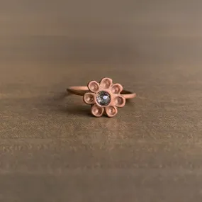 Rose Gold Dahlia Ring with Grey Diamond Rose Gold Dahlia Ring with Grey Diamond