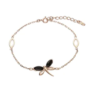 Rose Gold Vermeil Whitby Jet Dragonfly Bracelet Rose Gold Vermeil Whitby Jet Dragonfly Bracelet