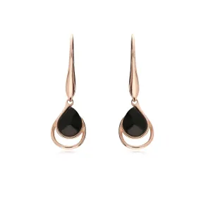 Rose Gold Whitby Jet Offset Pear Drop Earrings Rose Gold Whitby Jet Offset Pear Drop Earrings