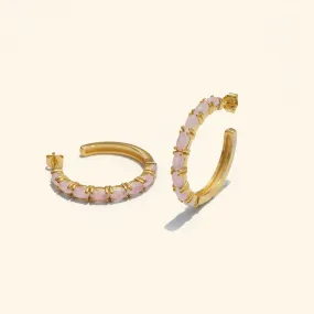 Rose Quartz Stud Hoop Earrings Rose Quartz Stud Hoop Earrings