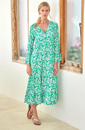 Sandy Midi Dress | Flower Green/ Purple Sandy Midi Dress | Flower Green/ Purple