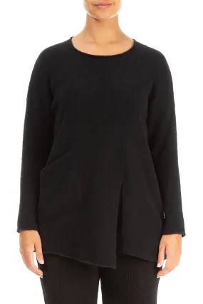 Side Split Black Wool Sweater Side Split Black Wool Sweater