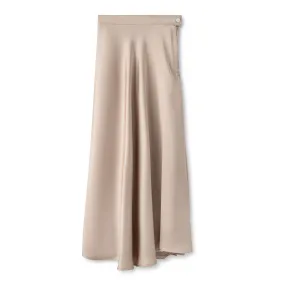 Signature Summer Silk Circle Midi Skirt IN: Beige Signature Summer Silk Circle Midi Skirt IN: Beige