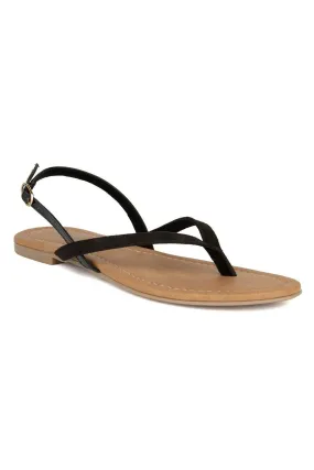 SOLES Classic Black Flat Sandals Open Toe SOLES Classic Black Flat Sandals Open Toe