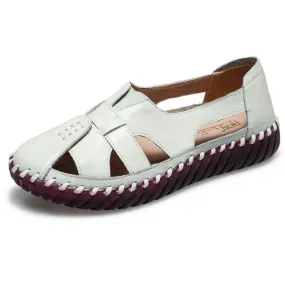 Stitched Leather Flat Sandals Stitched Leather Flat Sandals