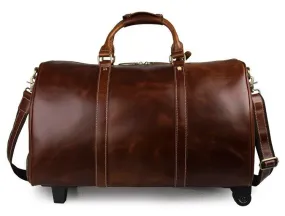 Theodore Full Grain Leather Trolley Duffel Luggage Bag Theodore Full Grain Leather Trolley Duffel Luggage Bag