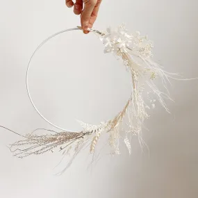 White Dried Flowers Bohemian Wall Decor Floral Hoop Thin Pampas Grass White Dried Flowers Bohemian Wall Decor Floral Hoop Thin Pampas Grass