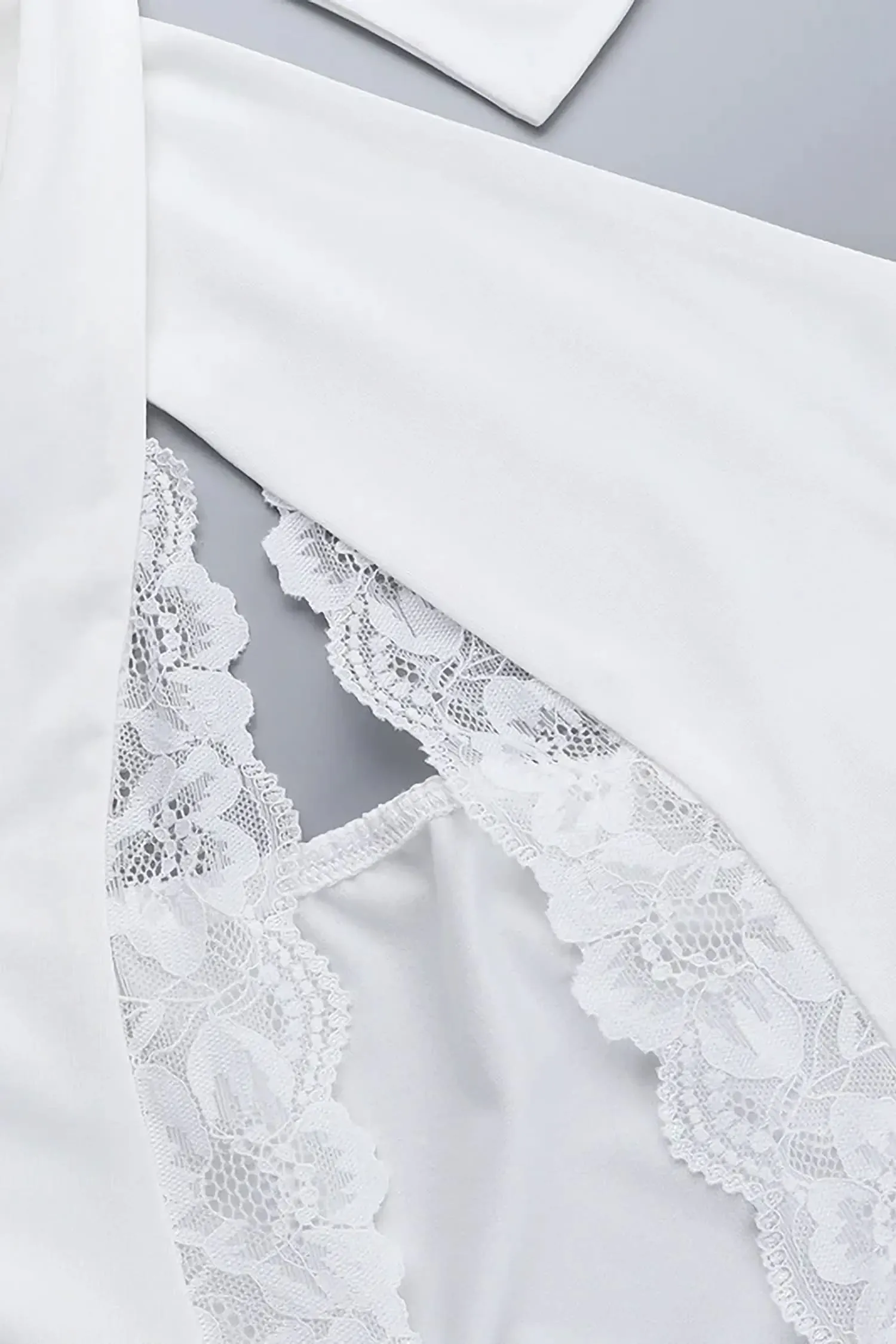 White Lace Trim Halter Cutout Mini Dress