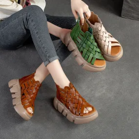 Women Summer Plaited Leather Retro Casual Sandals Women Summer Plaited Leather Retro Casual Sandals