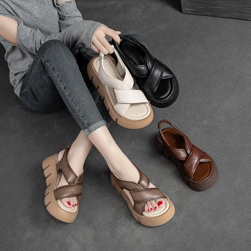 Women Summer Platform Casual Leather Sandals