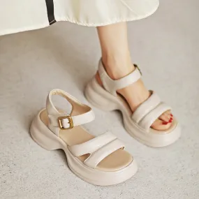 Women Summer Soft Leather Thick Soled Casual Sandals Women Summer Soft Leather Thick Soled Casual Sandals