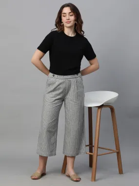 Women's Grey Cotton Linen Regular Fit Culotte Women's Grey Cotton Linen Regular Fit Culotte
