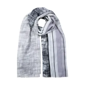 Women’s Lightweight Scarf with Stripe and Crosshatch Pattern Women’s Lightweight Scarf with Stripe and Crosshatch Pattern