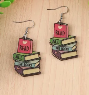 Wooden "Read All The Books" Drop Earrings Wooden "Read All The Books" Drop Earrings