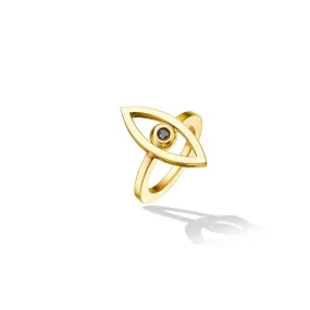 Yellow Gold Reflections Ring with Black Diamond Yellow Gold Reflections Ring with Black Diamond
