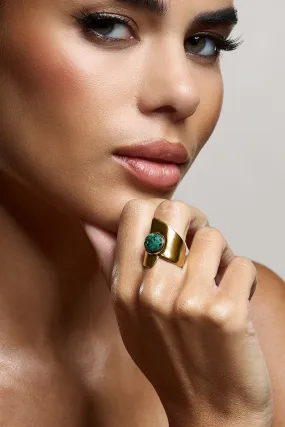 Zuri | Green Pendant Adjustable Gold Ring Zuri | Green Pendant Adjustable Gold Ring